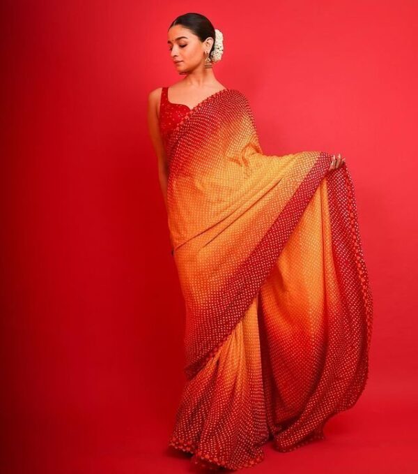 Alia Bhatt Designer Silk Satin Georgette Saree