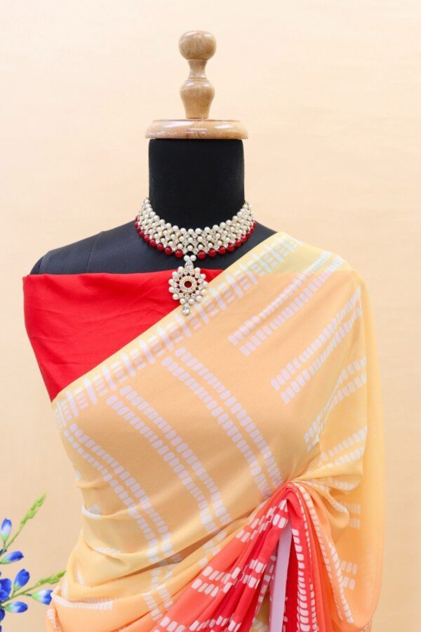 Alia Bhatt Designer Georgette Silk Saree With Contras Blouse Piece - Image 3