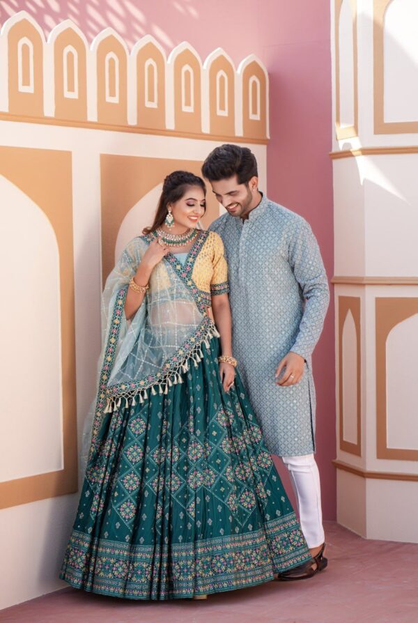 Aqua Green With attractive Dupatta - Image 3