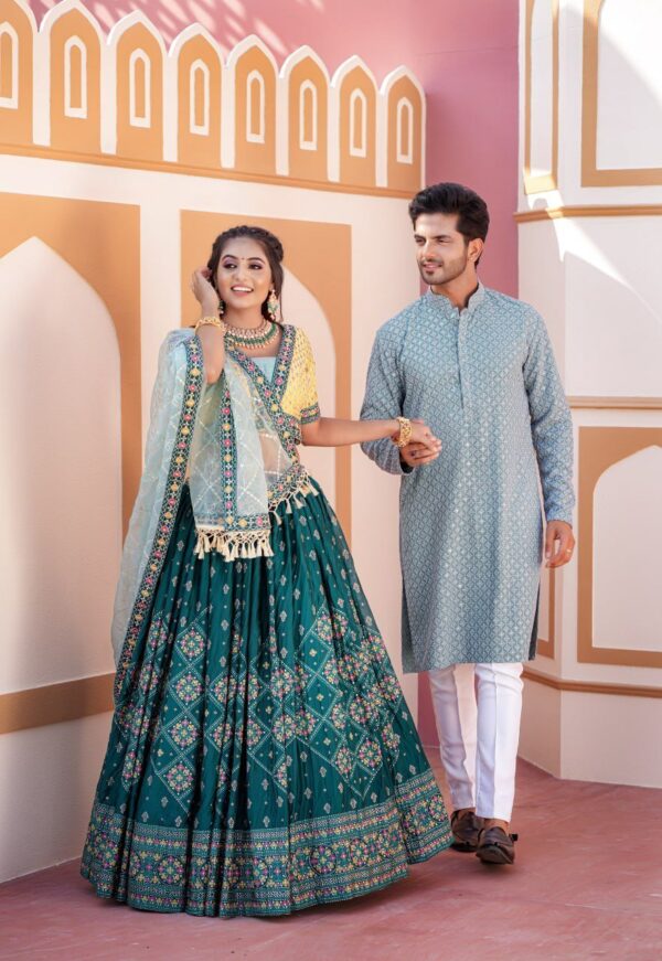 Aqua Green With attractive Dupatta - Image 5