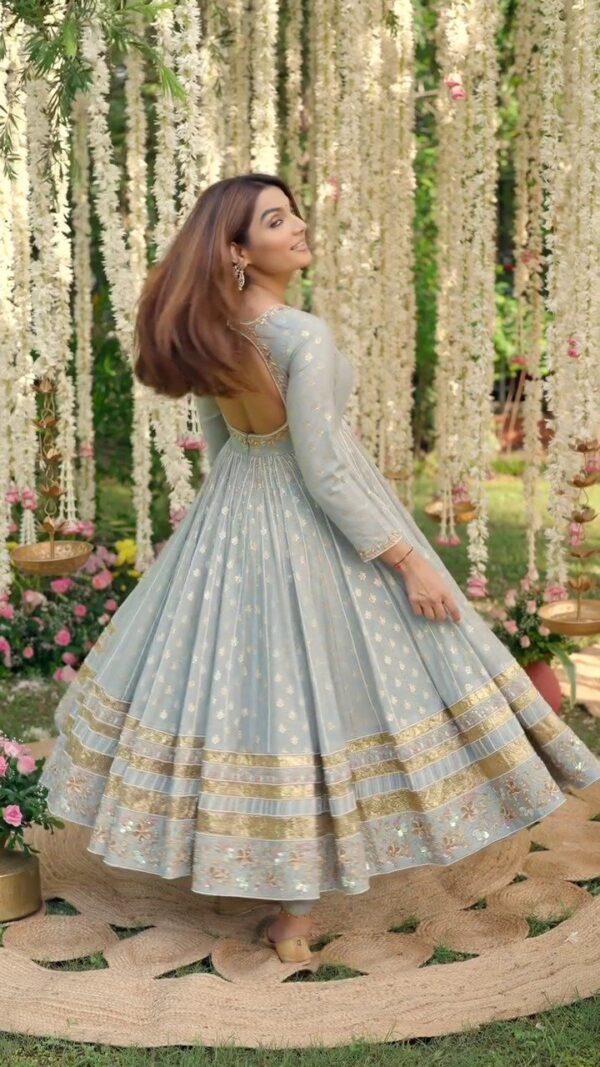 Designer Party Wear Light Green Anarkali Suit - Image 2