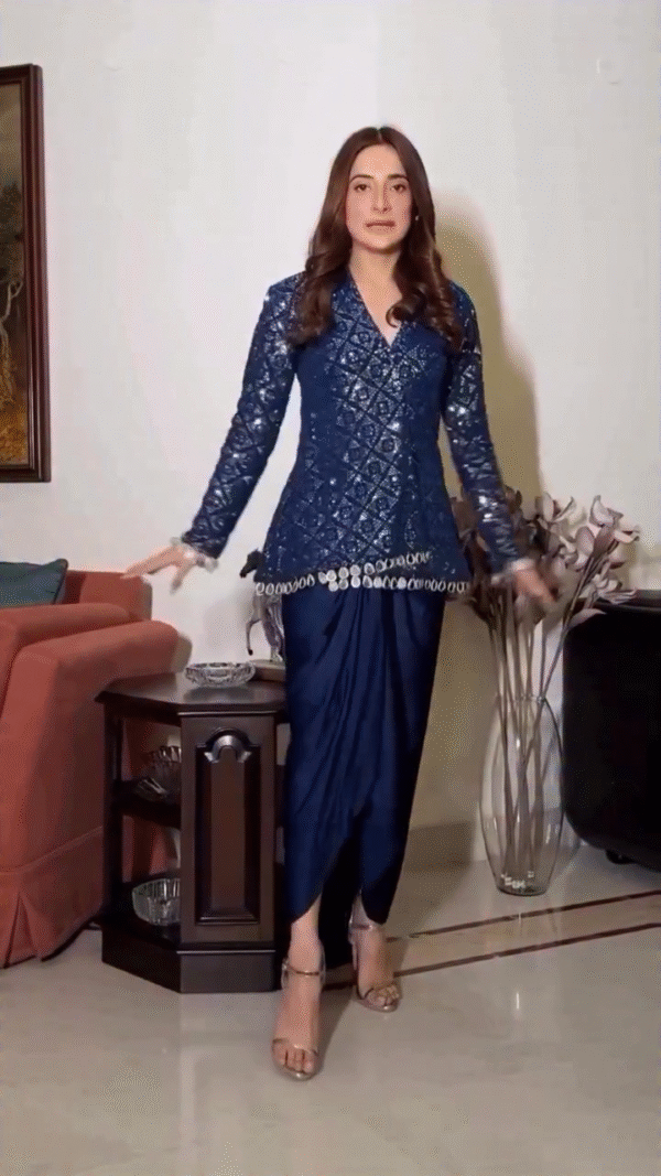 Assymetrical Jacket dhoti skirt Set - Image 2